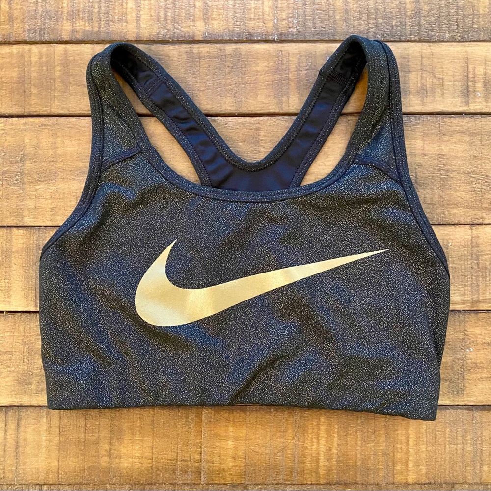 Nike black with gold glitter Dri-fit sports bra S